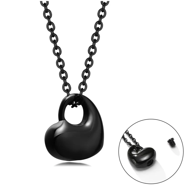 Collier avec pendentif en forme de cœur en forme d'urne en acier inoxydable 316L pour femme, chaîne KOTiK Fashion, couleur noir, or et argent_voghion.com