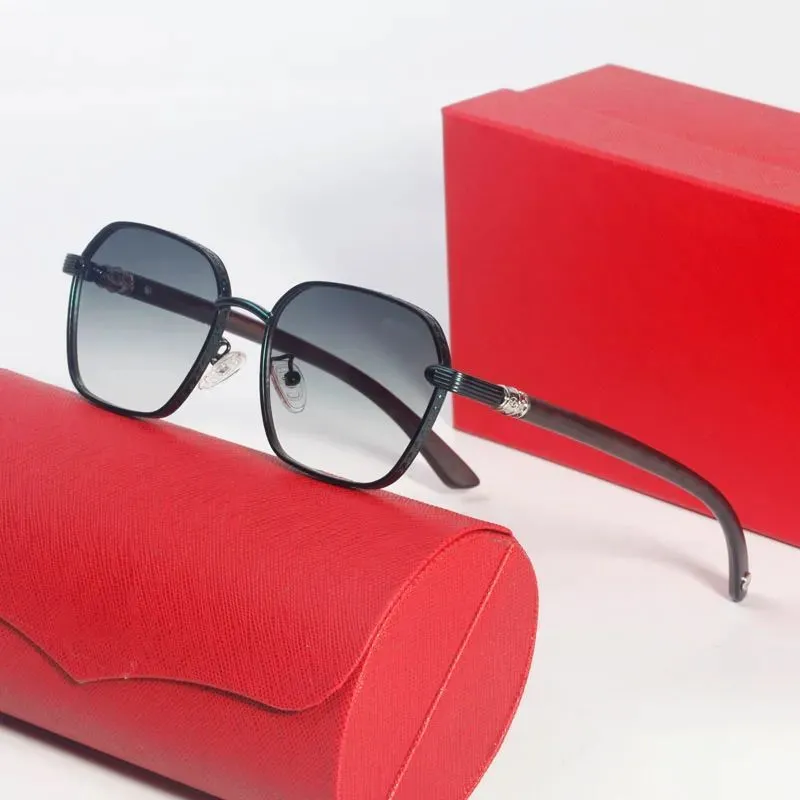 Lunettes de soleil carrées sans monture avec branches en bois_voghion.com