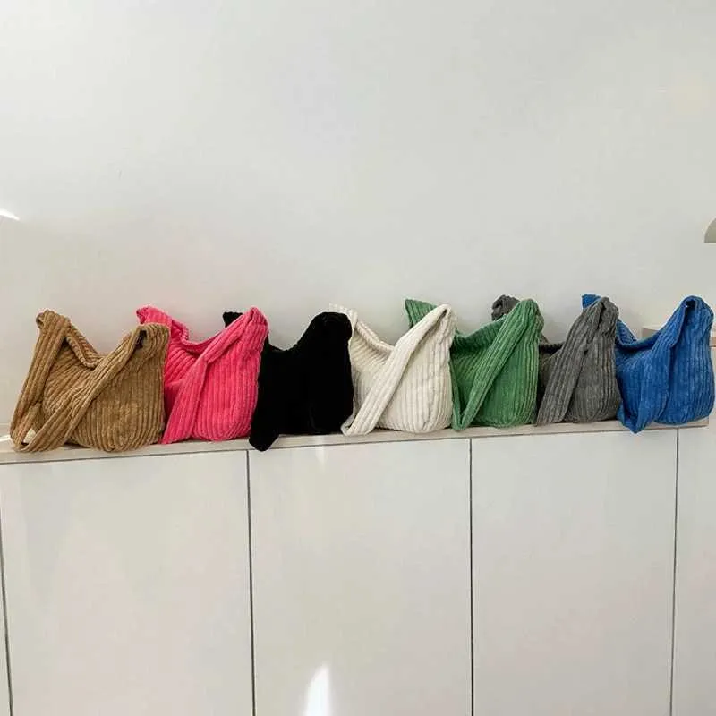 Borsa da designer Design semplice Borsa a tracolla in velluto a coste tinta unita Portafoglio e borsa a mano casual da donna_voghion.com