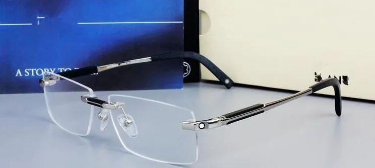 New Design Rimless Glasses Wide Spectacle Men Square Eyeglasses Frames 0349 Titanium Glasses Prescription Lens Optical_voghion.com