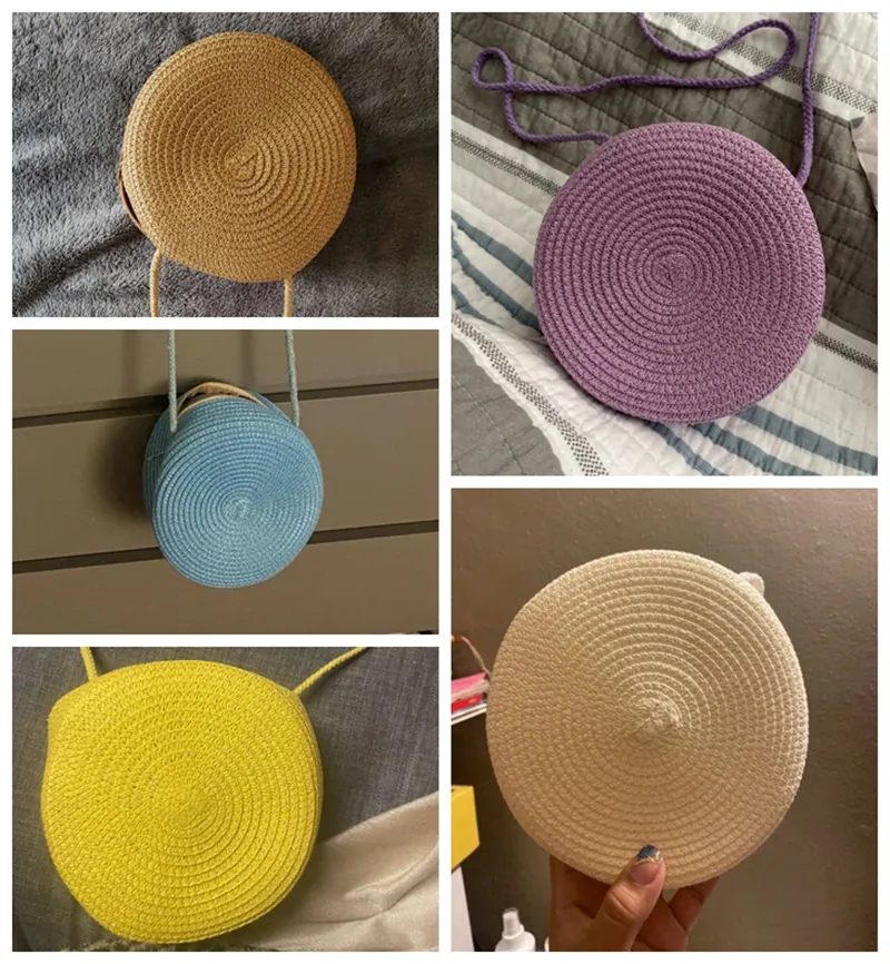 Sacs à bandoulière en paille tissée d'été pour femmes, sac à main rond en rotin fait à la main, petit sac de plage, de voyage, à bandoulière_voghion.com