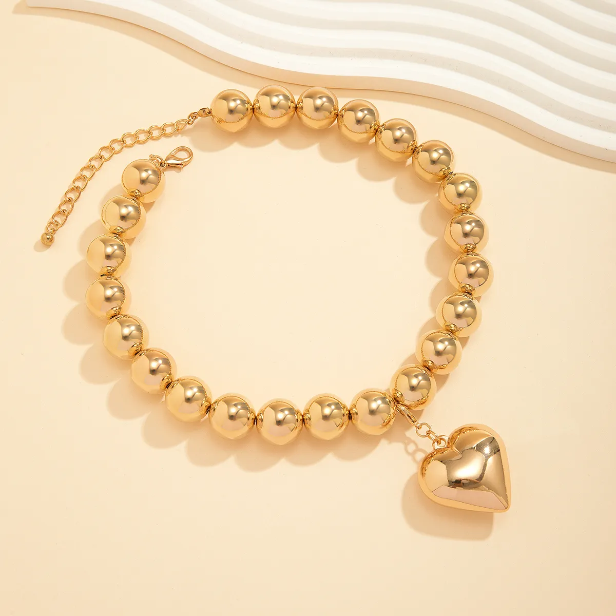 Collane con ciondolo IngeSight.Z Punk Metal Peach Heart Collana per donna Vintage Oro Colore CCB Perline Choker Party_voghion.com