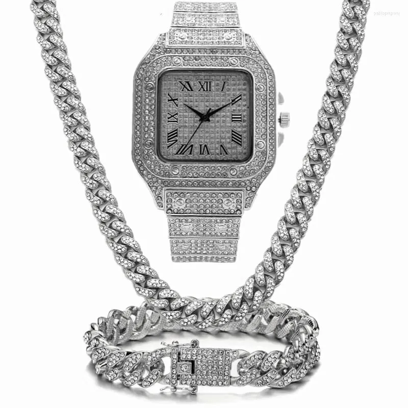 Chains Iced Out Chain Bling Miami Cuban Link Rhinestone Watch Necklaces Bracelet Women Men Charm Jewelry Hip Hop Choker_voghion.com