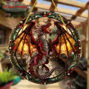 Lebendiger Drachen-Sonnenfänger – rundes Acrylbild, 20 cm. Mythisches Dekor für Garten oder Zuhause, perfekt als unvergessliches Geschenk für Fantasy-Liebhaber._voghion.com