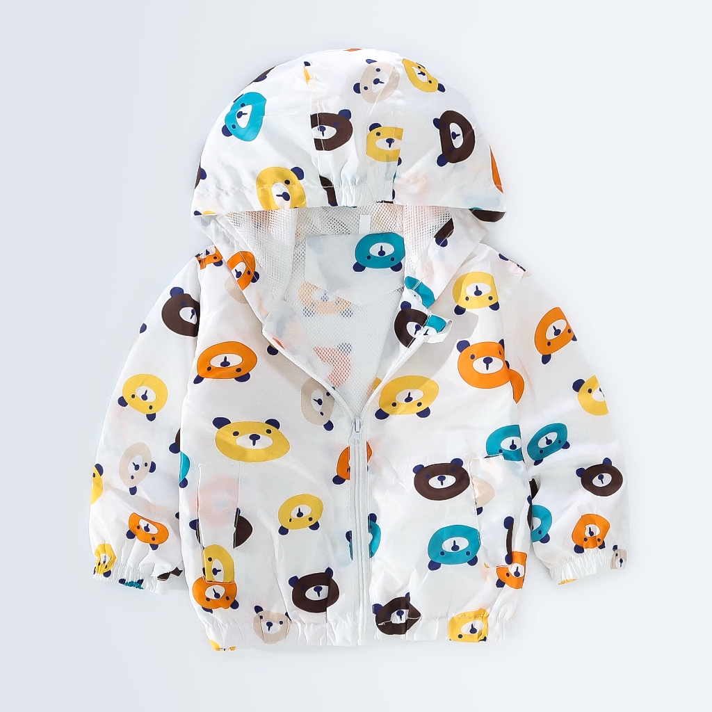 Baby Boy Jacket Teddy Bear Printed Hooded Jacket Cute Children Coat_voghion.com