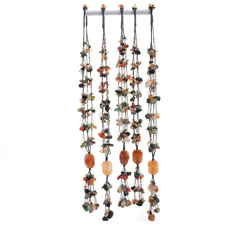 Natural Stone Tassel Necklace Ethnic Beaded Chain For Women Men_voghion.com