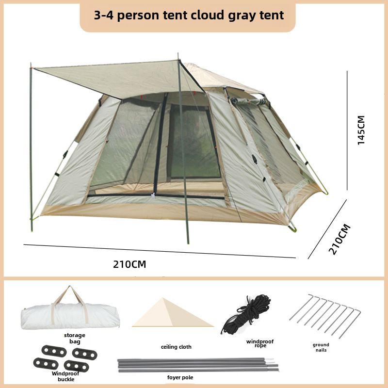 Cort de camping portabil automat, pliabil, cu deschidere rapidă, pentru mai multe persoane, rezistent la ploaie, pe toate părțile, pentru plajă_voghion.com