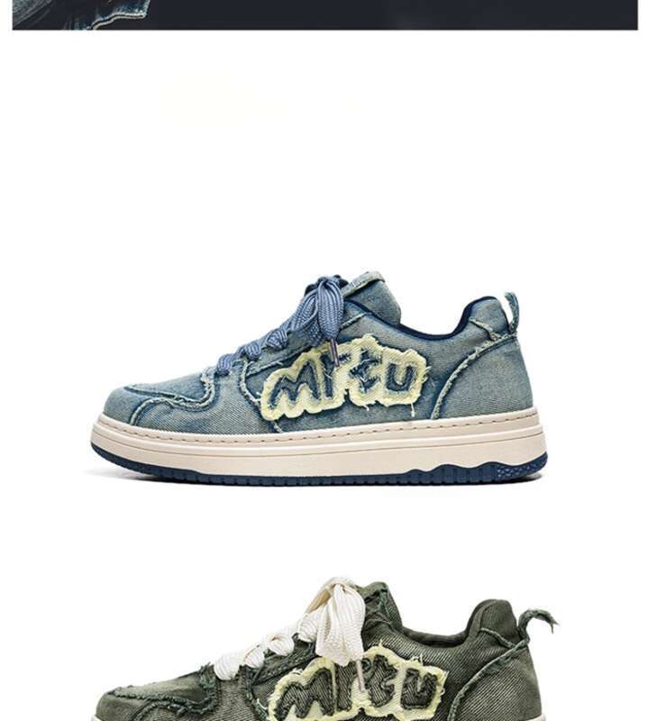 Scarpe casual in tela con suola spessa traspirante in denim da uomo, primavera ed estate 2025_voghion.com