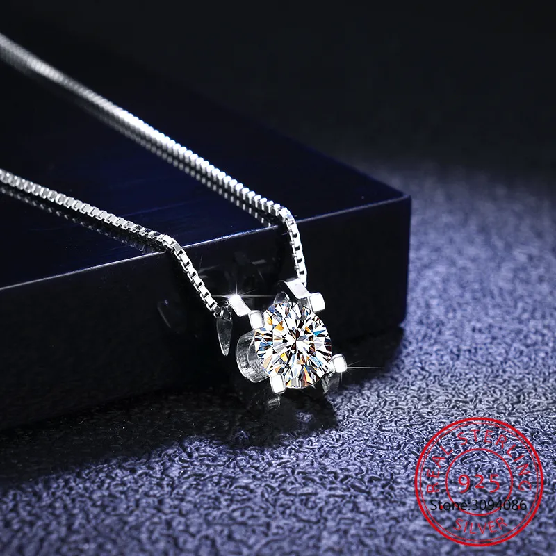 Ogrlice z obeski Sier 0,5 ct/1 ct/2 ct F barva Moissanite VVS Zaročna elegantna poročna ogrlica za ženske ob obletnici_voghion.com