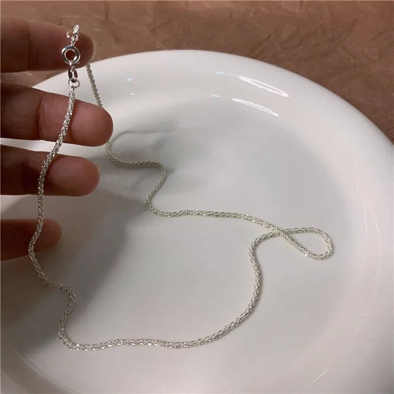 Pronta consegna Sparkg Collana Trendy Catena Choker per Donna Moda Brillante Cristallo Argento Placcato Collane Accessori Gioielli Regalo_voghion.com