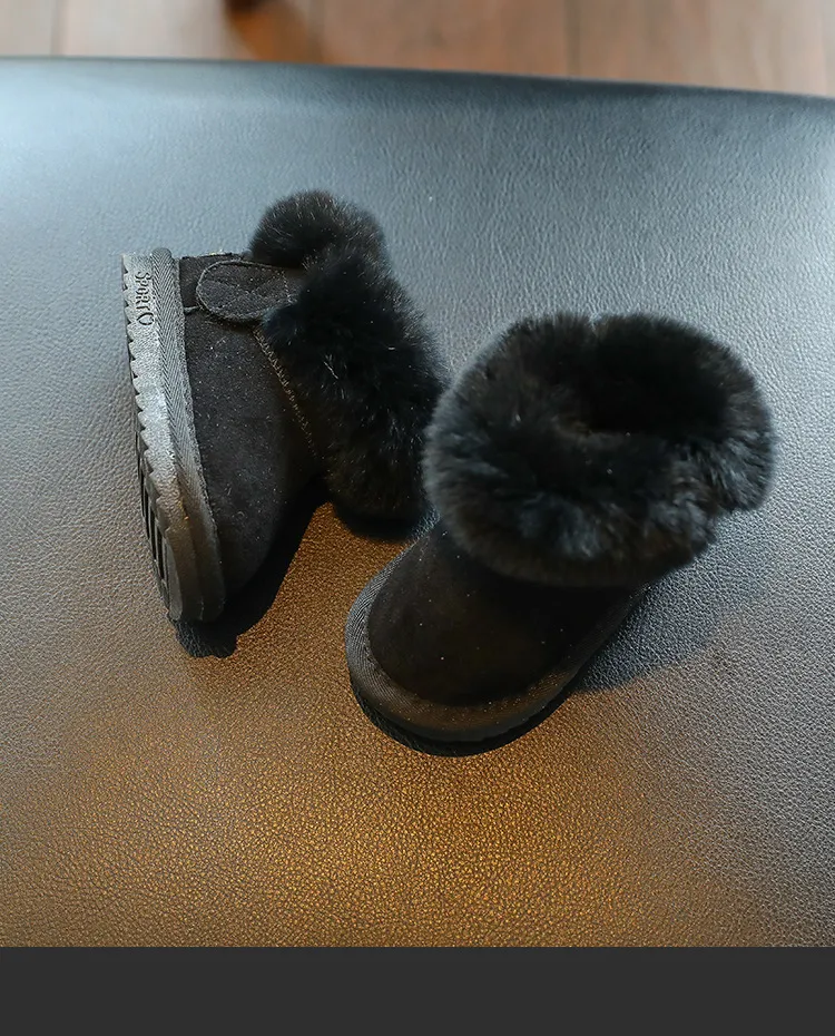 Scarpe invernali per bambini, solide, calde, in peluche, per neonati, da esterno, casual, da neve, morbide e antiscivolo, in pelliccia, in pelle scamosciata_voghion.com