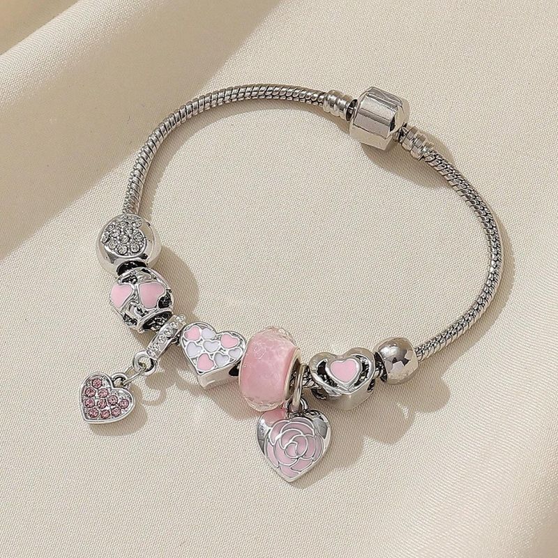 Tropf Rose Herz Mode DIY Malerei Öl Liebe Wasser Kristall Laterne Perlen Damen Armband_voghion.com