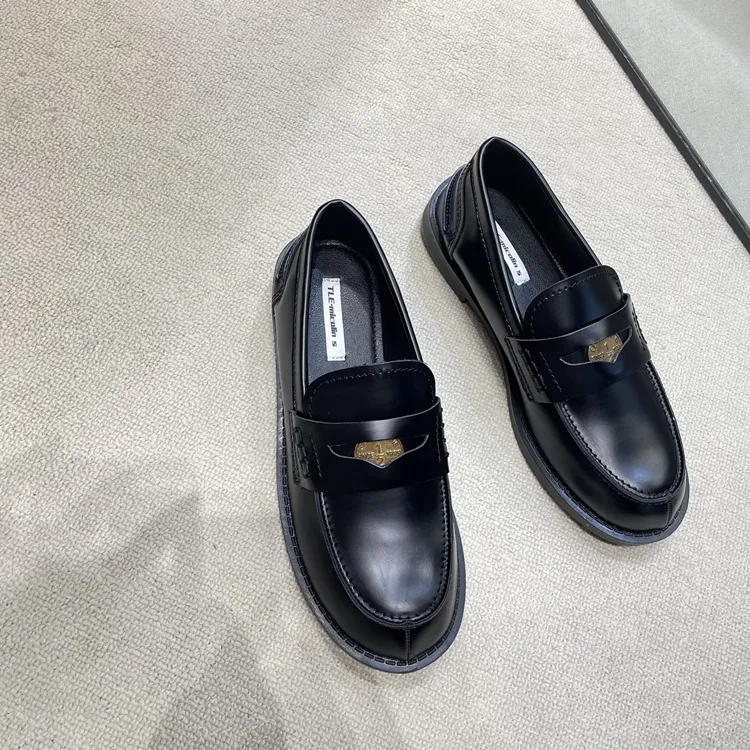 Black Womens Shoes Free Shipping Derby Flats British Style Casual Female Sneakers Ladies' Footwear Shallow Mouth Loafers_desvips.com