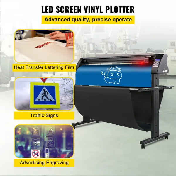 Vinyl Cutter, 1350mm Vinyl Plotter, LED Screen Plotter Cutter, Semi-Automatical Built-in Optical Eye, Compatible With_voghion.com