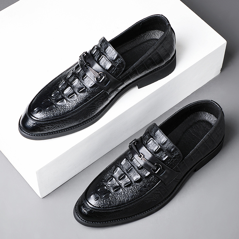 New Top Layer Cowhide Casual Genuine Leather Business Dress Breathable Single Shoes, Pointed Men’s Shoes