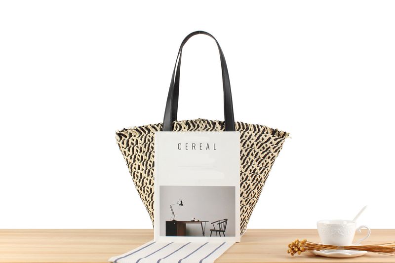 Nuova corda di carta bicolore intrecciata per pendolarismo alla moda, grande capacità, borsa a tracolla per verdure, secchiello per l'acqua_voghion.com