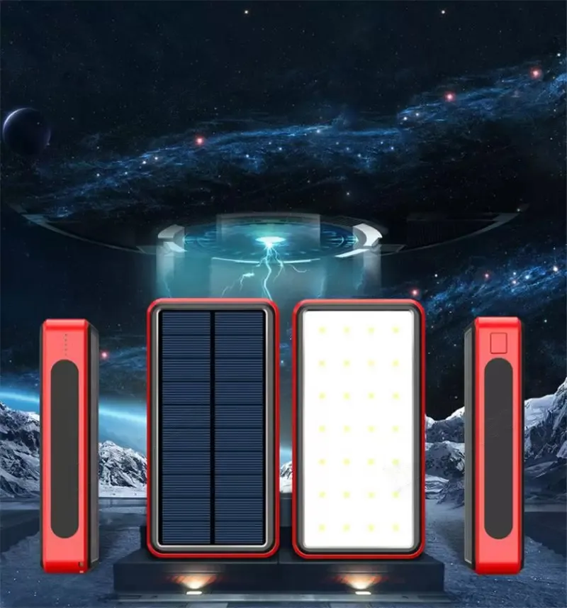 Banco de energía solar inalámbrico de 80000 mAh, portátil, de carga rápida, con 4 puertos USB y LED._voghion.com