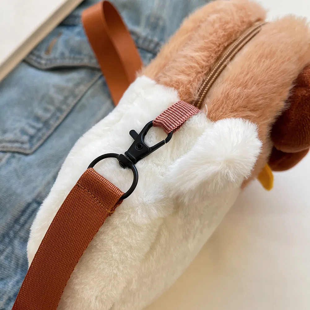 Borsa a tracolla da donna in peluche con tracolla regolabile, stile cartone animato, per viaggi e feste_voghion.com
