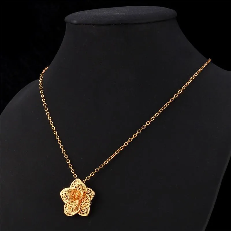 Collane con ciondolo floreale a forma di fiore cavo, collana girocollo in platino placcato in oro vero, catena a maglie per collare da donna_voghion.com