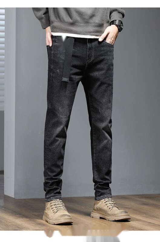 Herren Jeans Gerade Locker Winter Warm Gefüttert Slim Fit Hose_voghion.com
