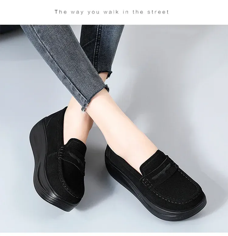 Wedge Casual Sneakers For Women Non-slip Soft Soled Platform Shoes_voghion.com