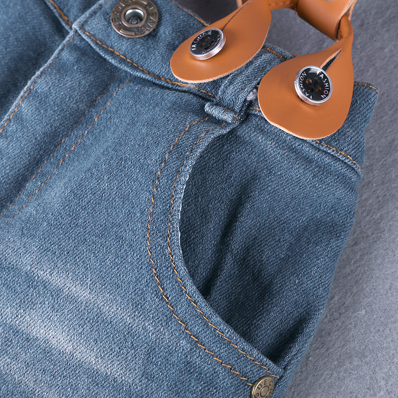 Mutter & Kinder kinder anzug Hübscher junge blaues hemd denim hosenträger_voghion.com