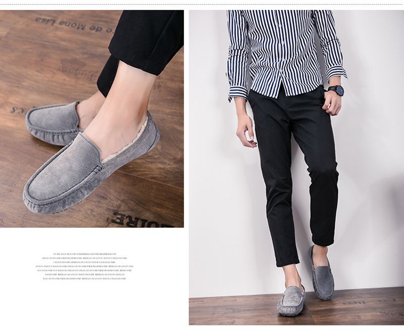 501-3 Wanter Männer Bean Cotton Driving Low-Top Mid-Mouth Flip-On waarm flaach Casual Liederschuhe mat Veet_voghion.com