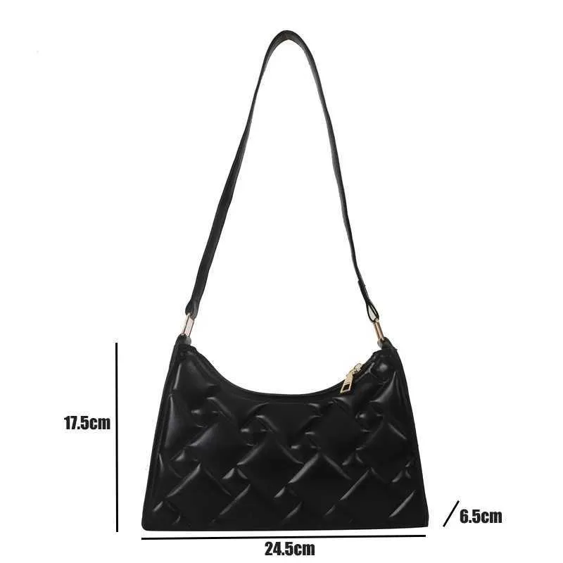 Sac à main à bandoulière rétro à la mode pour femmes avec broderie dia Sac à main simple de créateur à aisselle Pochette à fermeture éclair de couleur unie_voghion.com