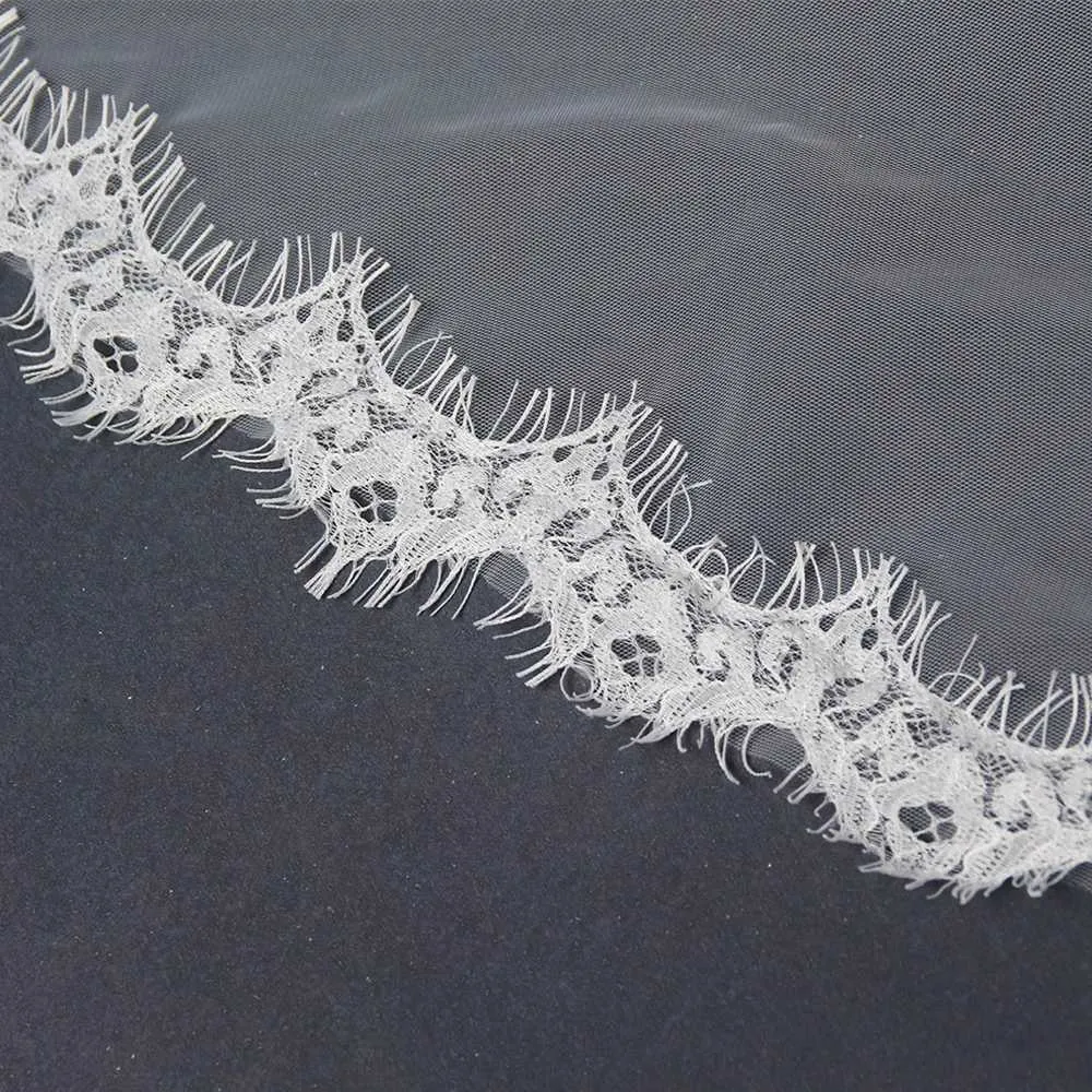 Velo di gioielli per capelli 1 livello Veli lunghi Accessori da sposa da sposa Capesante in pizzo Morbido tulle corto Veu VP98_voghion.com