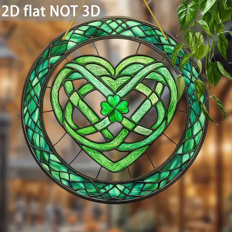Keltisk klöversolfångare - 23 cm färgad akrylkonst. Lyckobringande dekor för uteplats eller St. Patricks firande._voghion.com