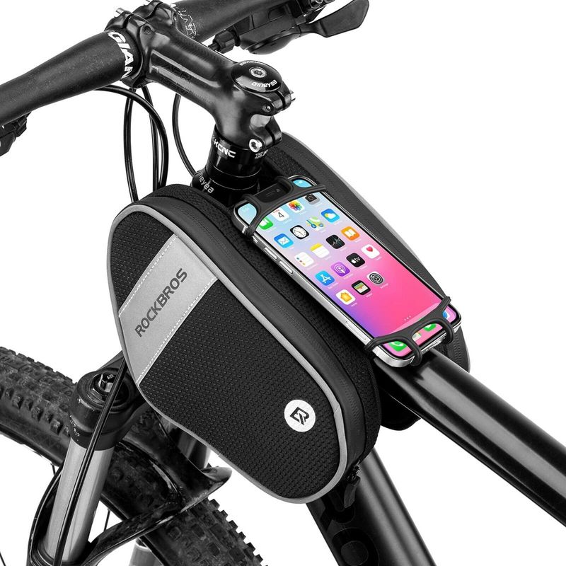 ROCKBROS Mobile Bicycle Frame Bag With Holder 360°Rotatable For Cell Phone 6.5"_voghion.com