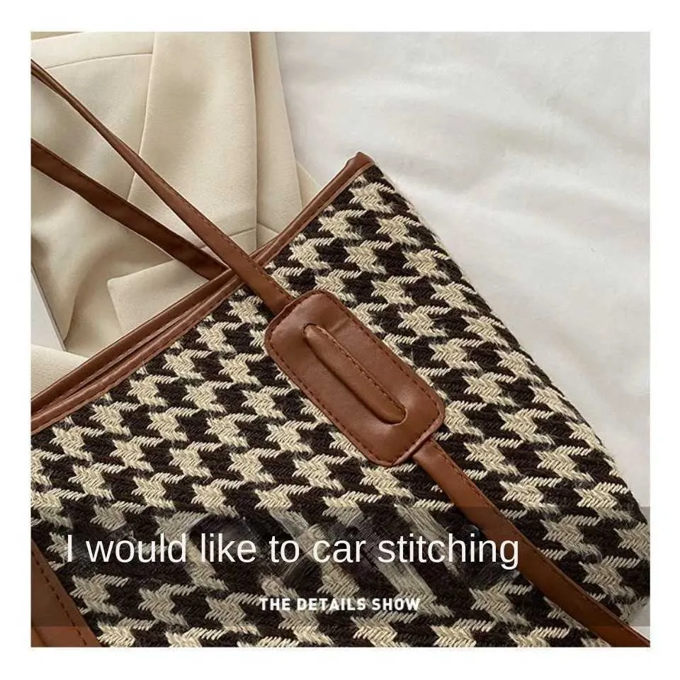 Fashionable Women's Shoulder Bag And Handbag In Houndstooth Style_voghion.com