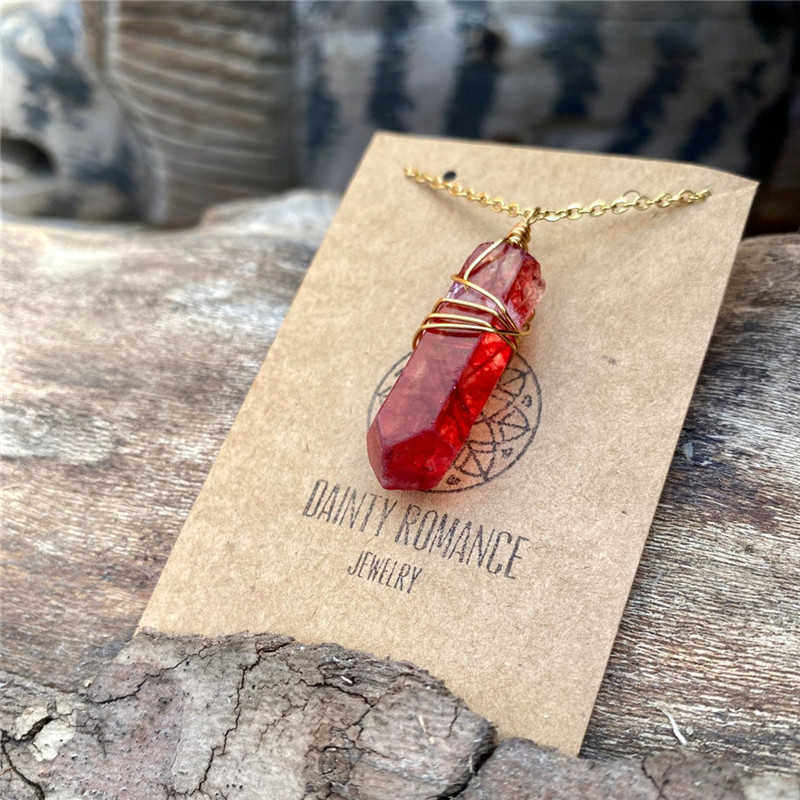 Bohemian Red Crystal Pendant Necklace For Women Elegant Style_voghion.com