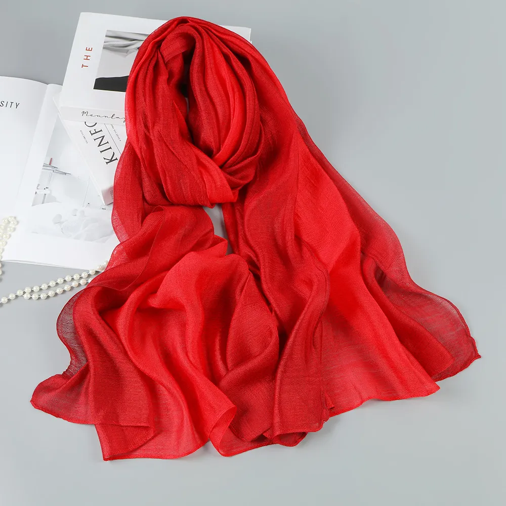 Gradual Change Mulberry Silk Scarf For Women Lightweight Shawl_voghion.com