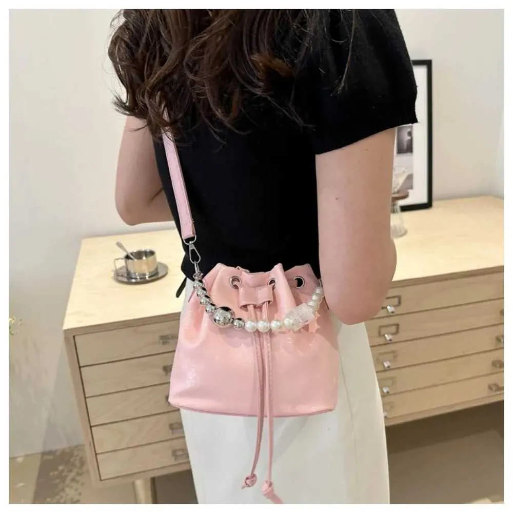 New Casual PU Cross Body Bead Handle Adjustable Strap Single Shoulder Bag Belt Drstring Design Durable Lady Ba241214_voghion.com