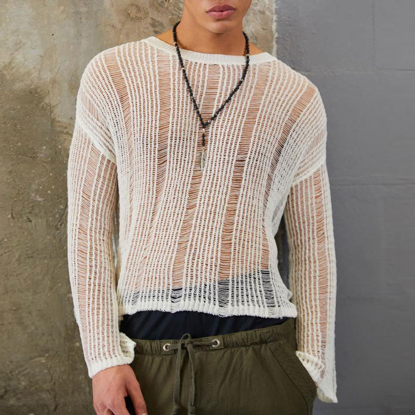 Men's Knit Tops Long Sleeve Versatile Stretch Sweater For Men_voghion.com