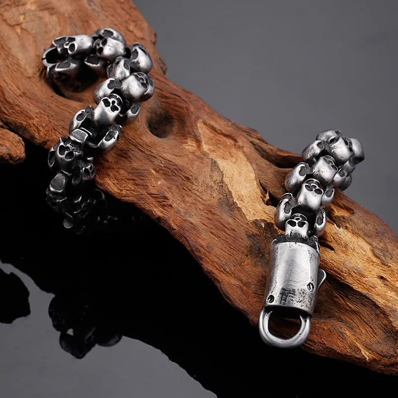Skull Skeleton Link Chain Bracelet Stainless Steel For Men_voghion.com