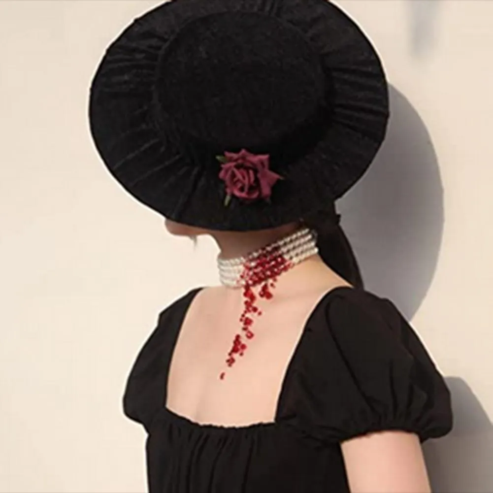 Collier ras de cou gothique gouttes de sang pour halloween_voghion.com
