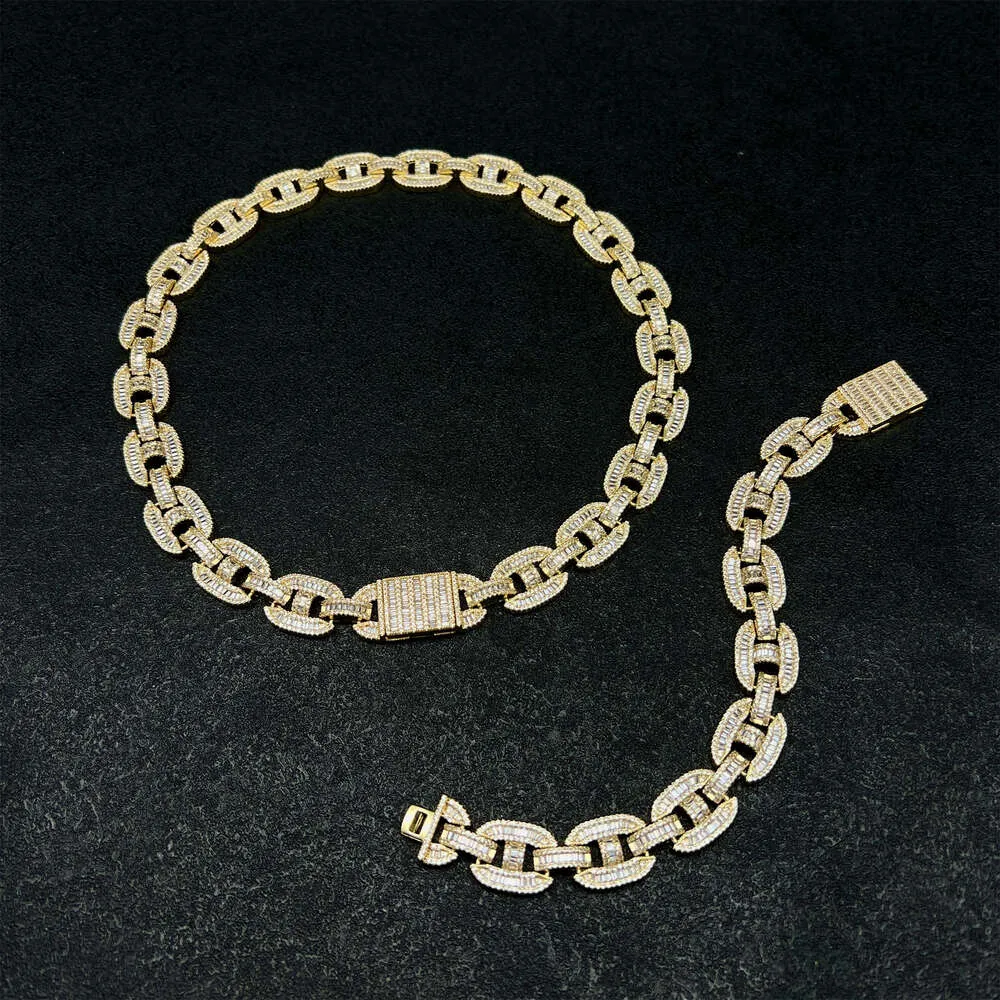 Collana di gioielli hip-hop in argento sterling Sier con catena a maglie cubane in moissanite ghiacciata per rapper_voghion.com