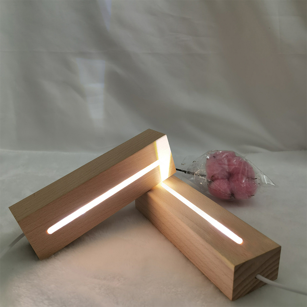 Rektangulär massiv bokträ LED-bas för hartsbokstäverlampa Akrylglas hartskonst trä ljusdisplay bas LED-stativ Dropship_voghion.com