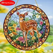 8" Sika Deer Suncatcher - 2D Acrylic Stained Decor. Perfect For Window/living Room/spiritual Spaces. Ideal Nature-themed Gift For Birthdays._voghion.com