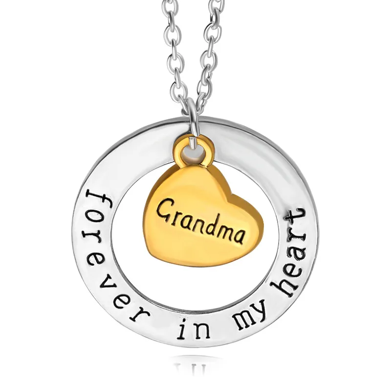 Forever in My Heart Pendant Necklaces Letter Family Member Grandpa Uncle Aunt Mom Dad for Women Fashion Jewelry 2572_voghion.com