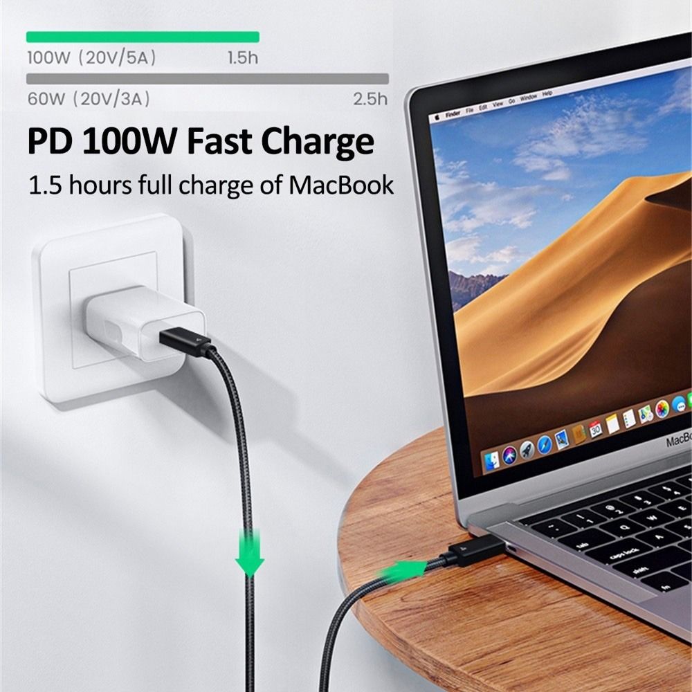 Kabel 8K Thunderbolt 4 USB 4 40 Gb/s USB C typu C PD 100 W do przesyłania danych, szybki kabel ładujący USB-C do laptopa i telefonu komórkowego_voghion.com