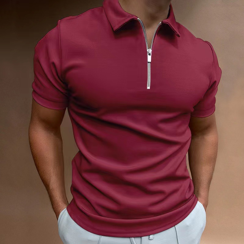 Camiseta tipo polo de manga corta con cremallera estampada en 3D 2023 para hombre