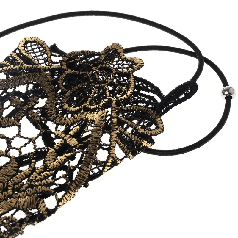 Fashion-Golden Women Hollow Out Fingerless Lady Long Lace Gloves_voghion.com
