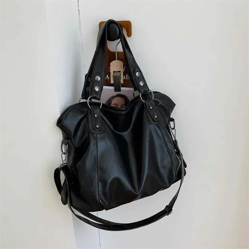 Designer-Tasche, große Kapazität, schwarze Schultertasche, geeignet für Frauen, große Einkaufstasche, einfarbig, weiches Leder, Umhängetasche_voghion.com