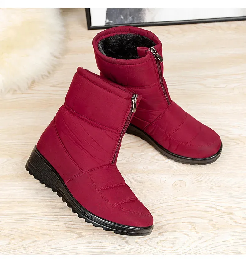 Platform Waterproof Snow Women Winter Thick Plush Ankle Boots Woman Non Slip Warm Cotton Padded Shoes Ladies 240820_voghion.com