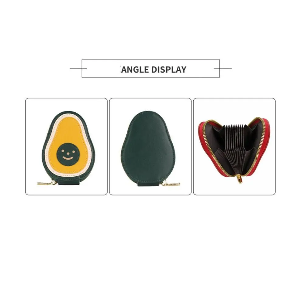 Portafoglio mini in pelle PU con 9 tasche, motivo: avocado, grande capacità, porta carte d'identità da donna_voghion.com