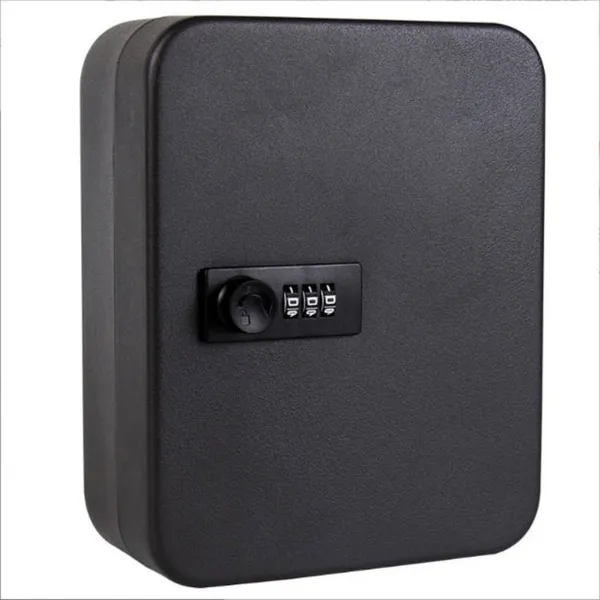 Metalen sleutelhouder voor aan de muur met 20 haken en een 3-cijferig combinatieslot voor thuis, school of kantoor._voghion.com