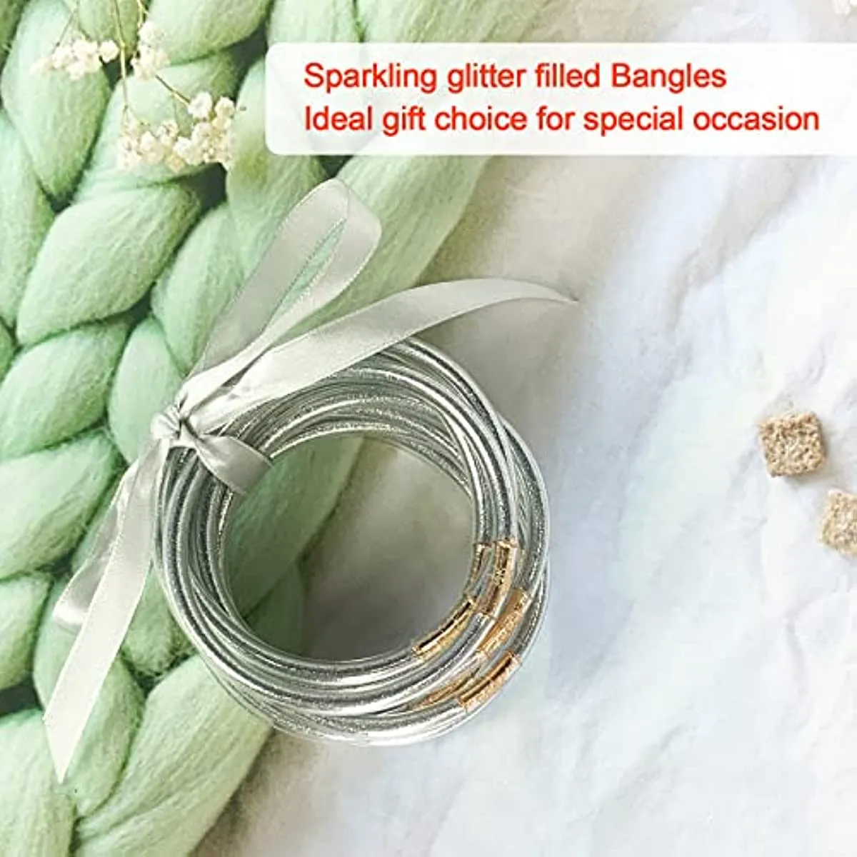 Bangle 9pcs/set Glitter Jelly Bangles Bracelets Set For Women Filled Silicone Girls_ipsvogv.com